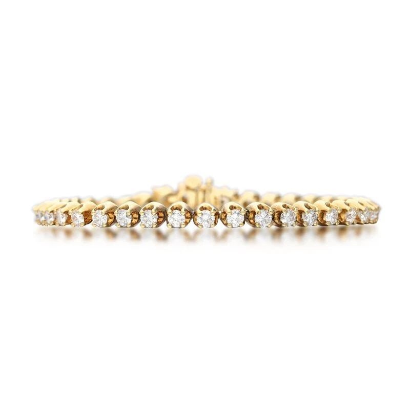 4.20 CARAT G-VS1 ROUND BRILLIANT DIAMOND 18K YELLOW GOLD BRACELET (1 of 2)