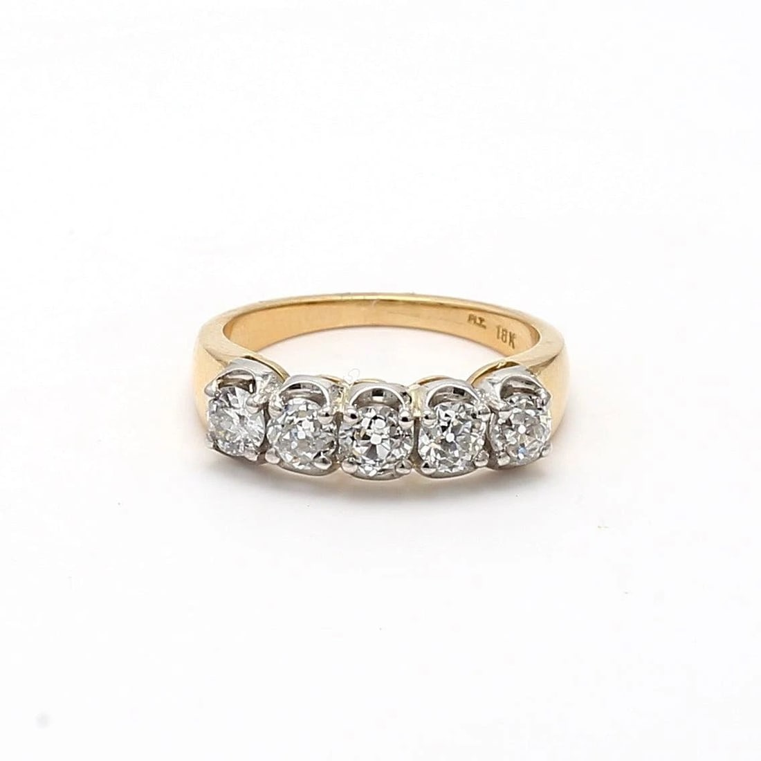 1.33 CARAT OLD EUROPEAN CUT H VS2 DIAMOND 18 KARAT YELLOW GOLD BAND RING (1 of 2)