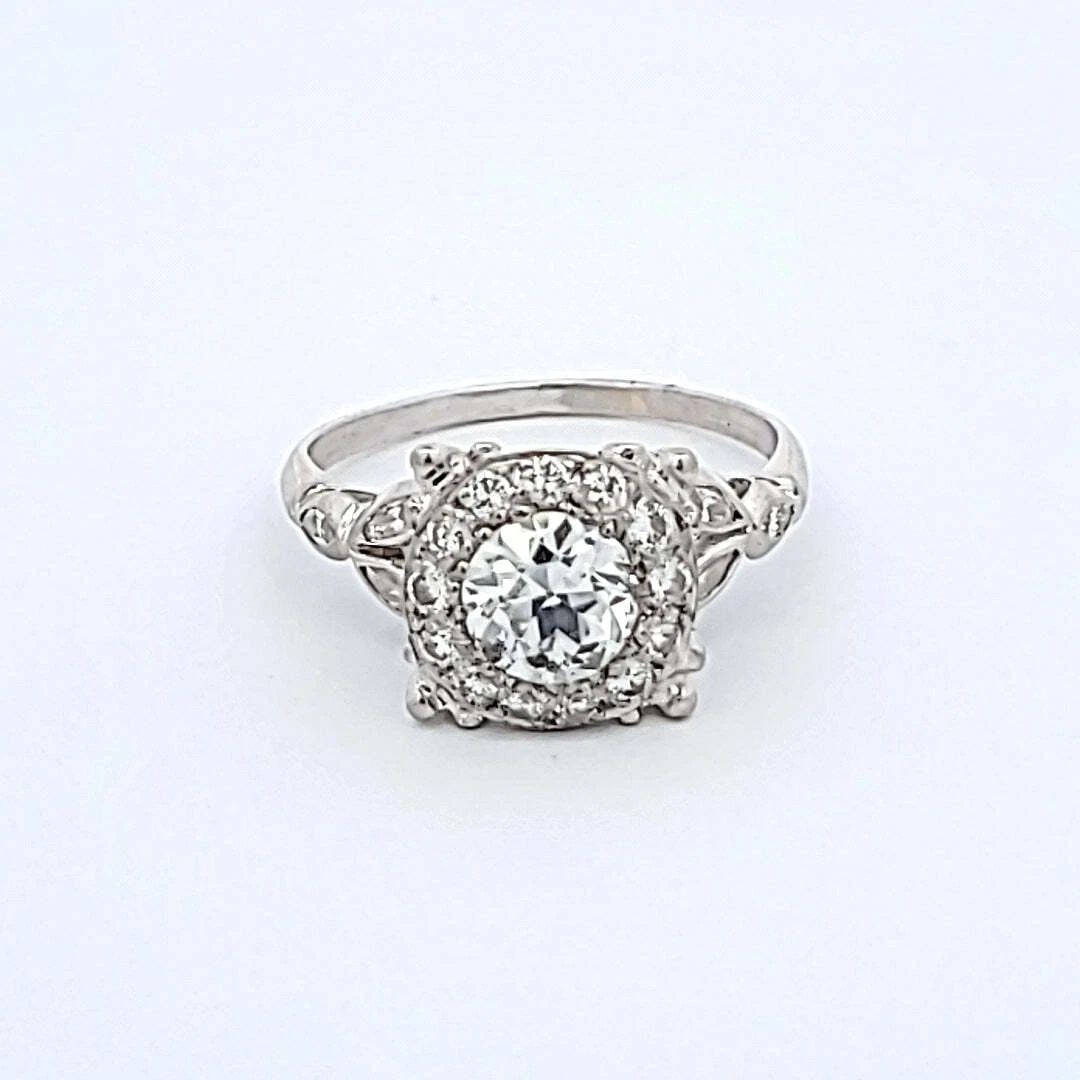 VINTAGE 1.34 CARAT OLD EUROPEAN CUT H-SI1 DIAMOND PLATINUM ENGAGEMENT RING (1 of 2)