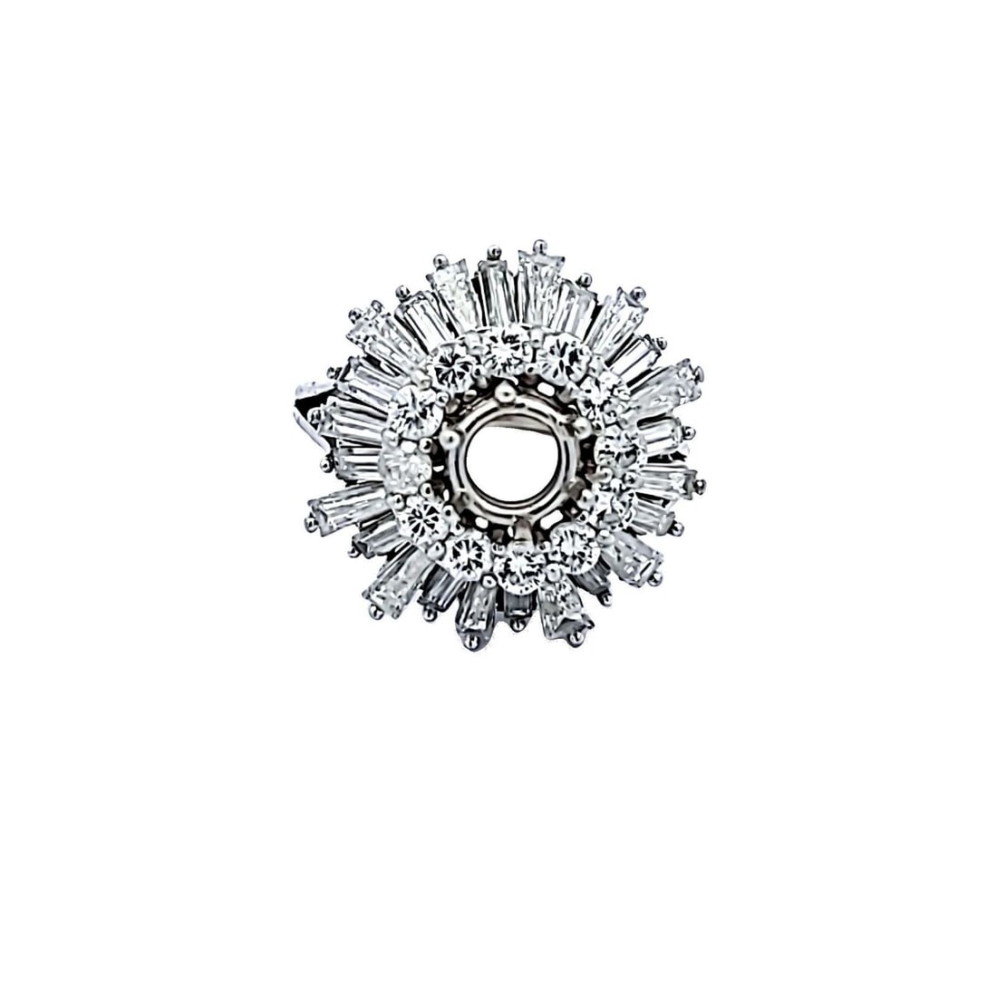 4.00 CARAT BAGUETTE & ROUND BRILLIANT DIAMOND PLATINUM SEMI MOUNT RING: 4.00 CARAT BAGUETTE & ROUND BRILLIANT DIAMOND PLATINUM SEMI MOUNT RING 4.00 Carat Baguette and Round Brilliant Diamond Platinum Semi Mount Ring 950 Semi-Mount Engagement Ring Details Department Unisex