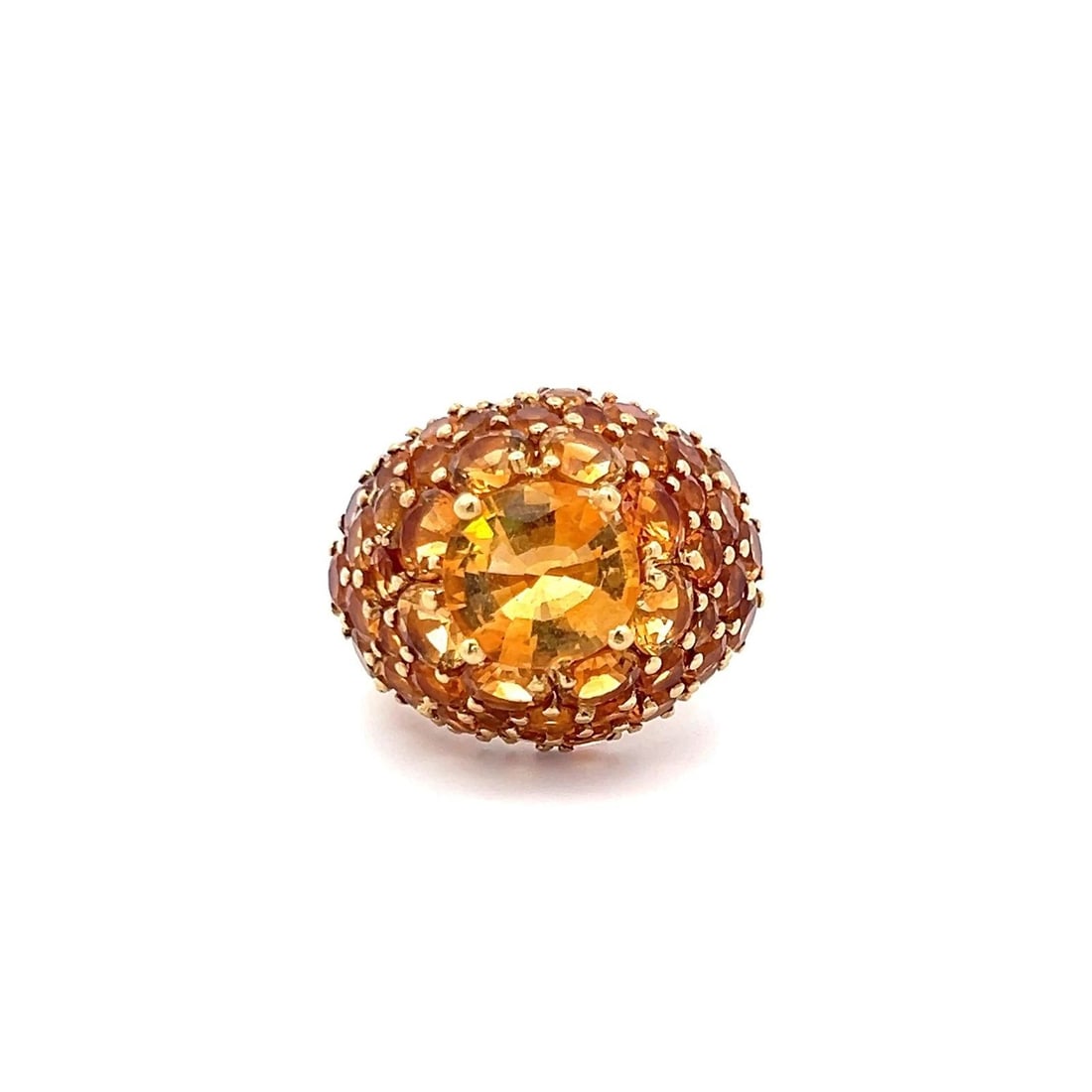 13.00 CARAT ROUND CITRINE 18 KARAT YELLOW GOLD COCKTAIL RING (1 of 2)