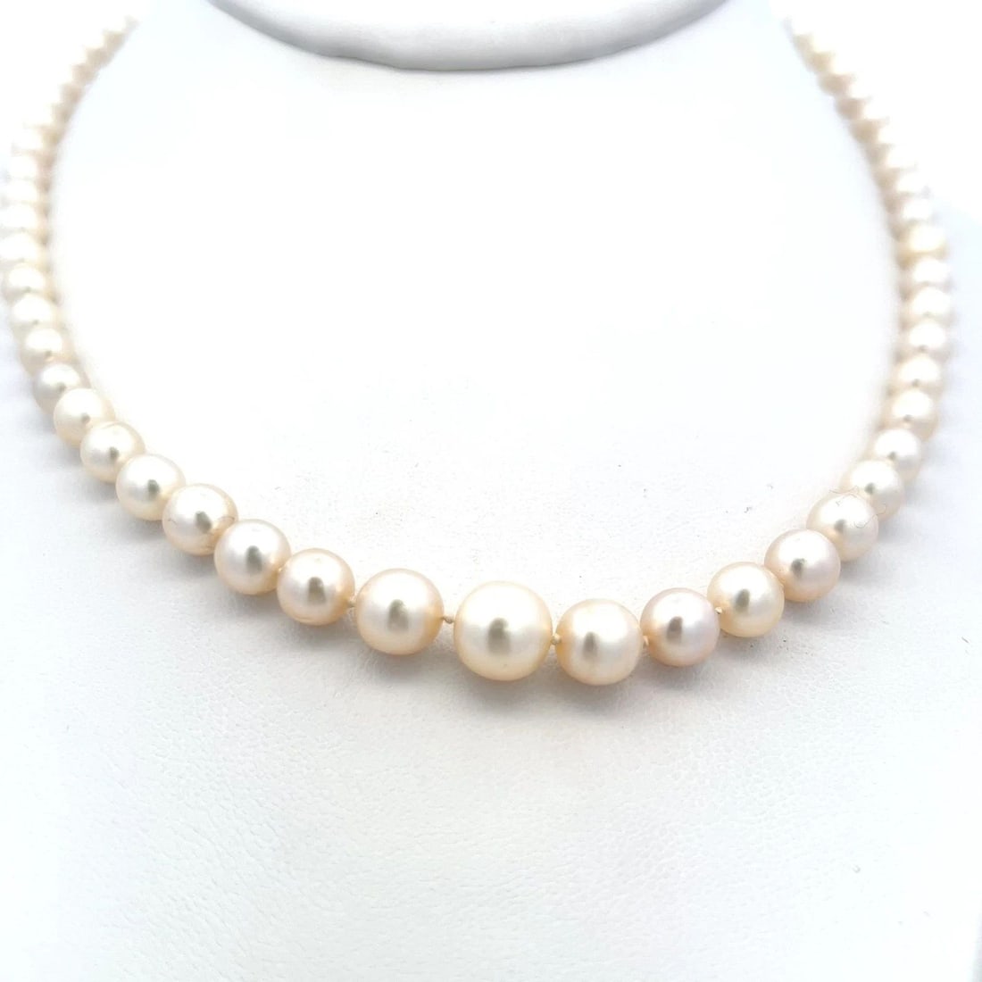4.5-8.09MM PEARL 0.60 CARAT MARQUIS AND OLD EUROPEAN DIAMOND 14K WG NECKLACE (1 of 2)