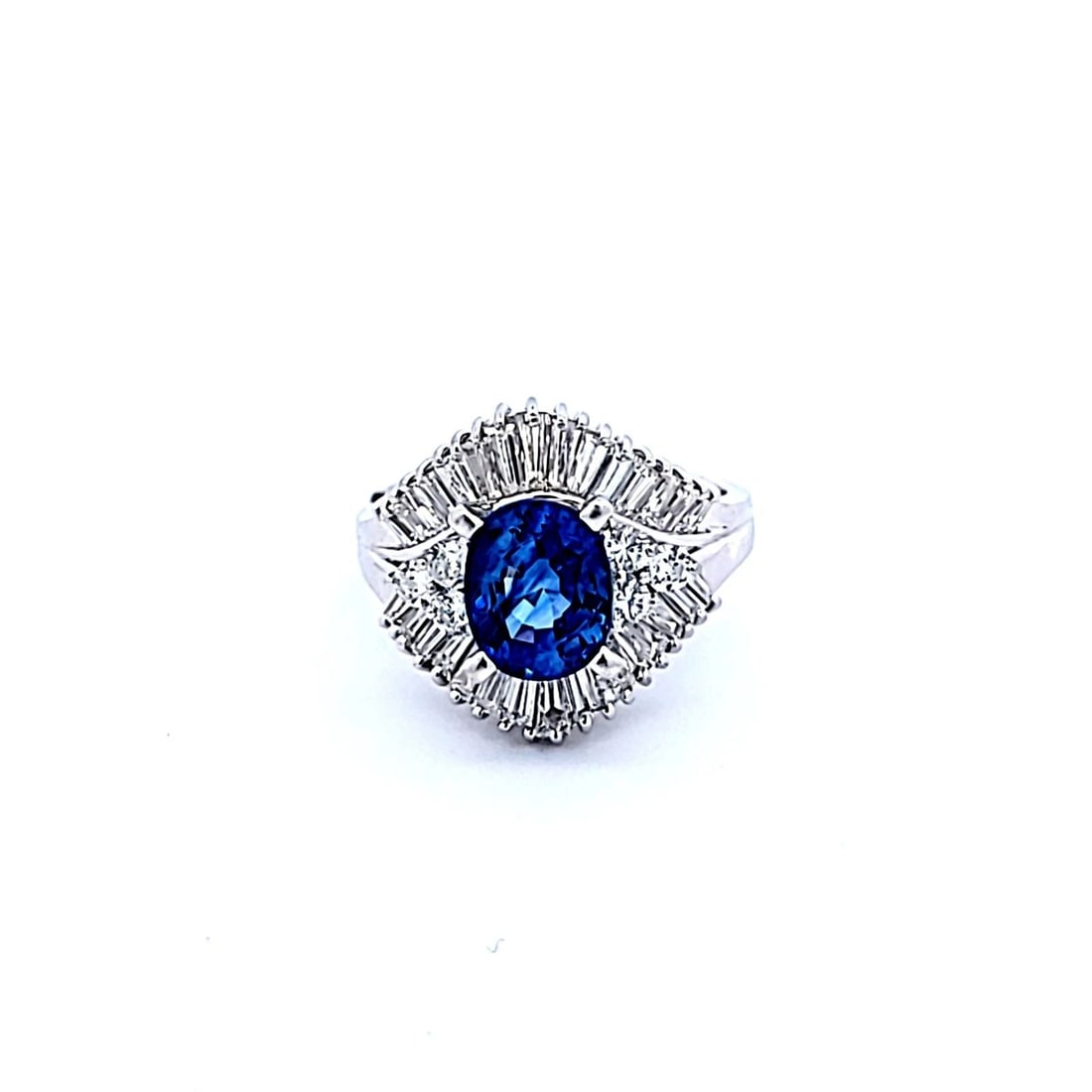 2.45 CARAT SAPPHIRE 2.00 CARAT MIX CUT DIAMOND PLATINUM GEMS STONE RING (1 of 2)
