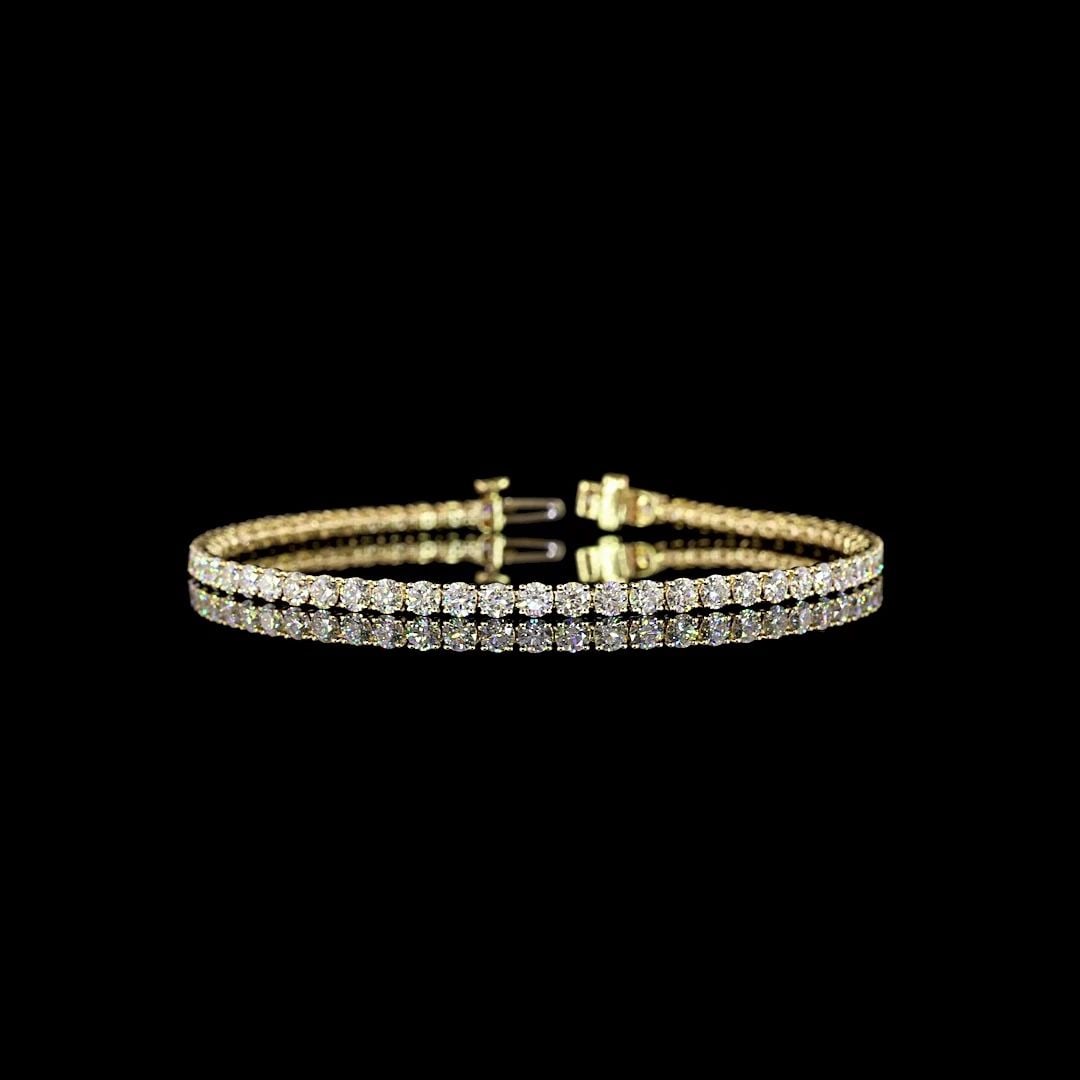 LAB-GROWN 5.23 CARAT ROUND E-VS1 DIAMOND 14K YELLOW GOLD TENNIS BRACELET: LAB-GROWN 5.23 CARAT ROUND E-VS1 DIAMOND 14K YELLOW GOLD TENNIS BRACELET Title: High-quality Brand-New Echo Friendly Elegant Lab-Grown 5.23 Carat Round E-VS1 Diamond 14K Yellow Gold Tennis Bracelet Vi