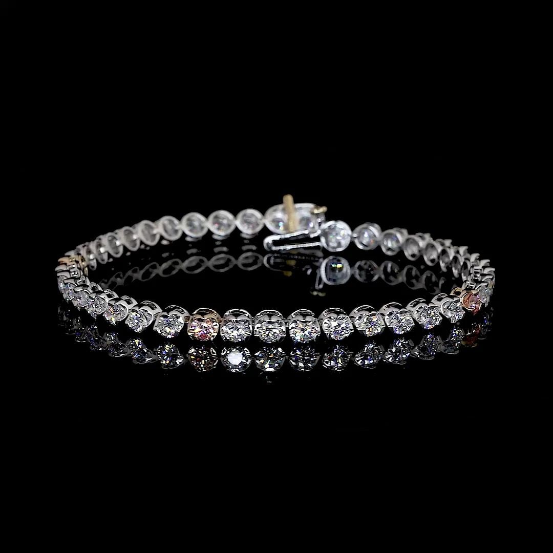 LAB-GROWN 4.46 CARAT ROUND F-VS2 DIAMOND 14K TWO TONE TENNIS BRACELET (1 of 2)