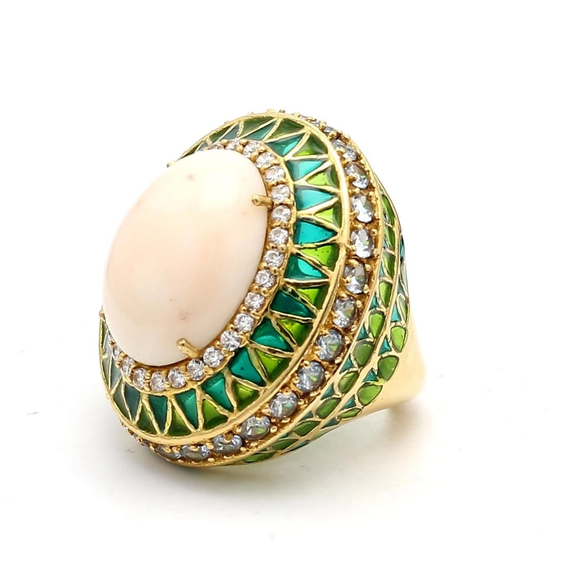 3.00 CARAT AQUA 0.40 CARAT ROUND DIAMOND 19.5-14.6MM CORAL 18K YG COCKTAIL RING: 3.00 CARAT AQUA 0.40 CARAT ROUND DIAMOND 19.5-14.6MM CORAL 18K YG COCKTAIL RING PRODUCT DESCRIPTION Title: 3.00 Carat Round Brilliant 0.40 Carat Round Brilliant J SI1 Diamond 18 Karat Yellow Gold Cock