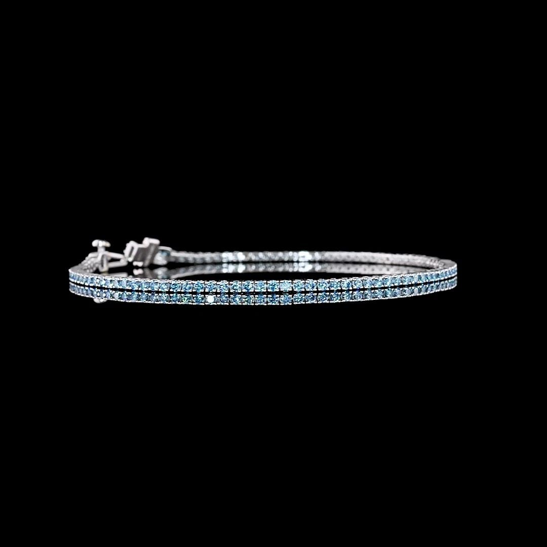 LAB-GROWN 1.57 CARAT ROUND FANCY BLUE-VS2 DIAMOND 14K WHITE GOLD TENNIS BRACELET: LAB-GROWN 1.57 CARAT ROUND FANCY BLUE-VS2 DIAMOND 14K WHITE GOLD TENNIS BRACELET Title: High-quality Brand-New Echo Friendly Elegant Lab-Grown 1.57 Carat Round Fancy Blue-VS2 Diamond 14K White Gold Te