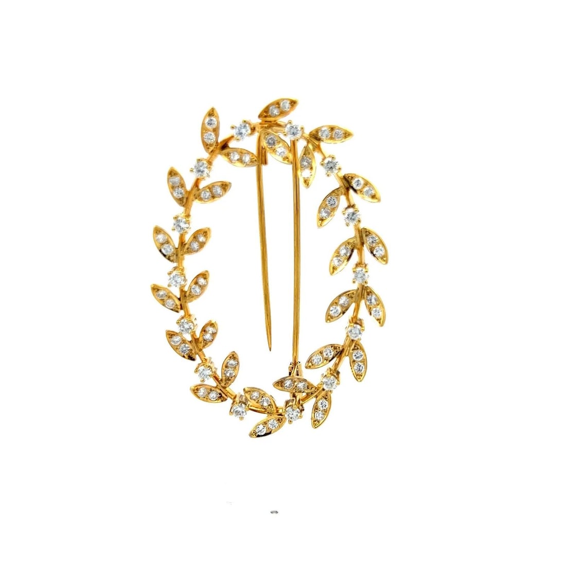 2.52 CARAT ROUND BRILLIANT H VS DIAMOND 18 KARAT YELLOW GOLD PIN BROOCH (1 of 2)
