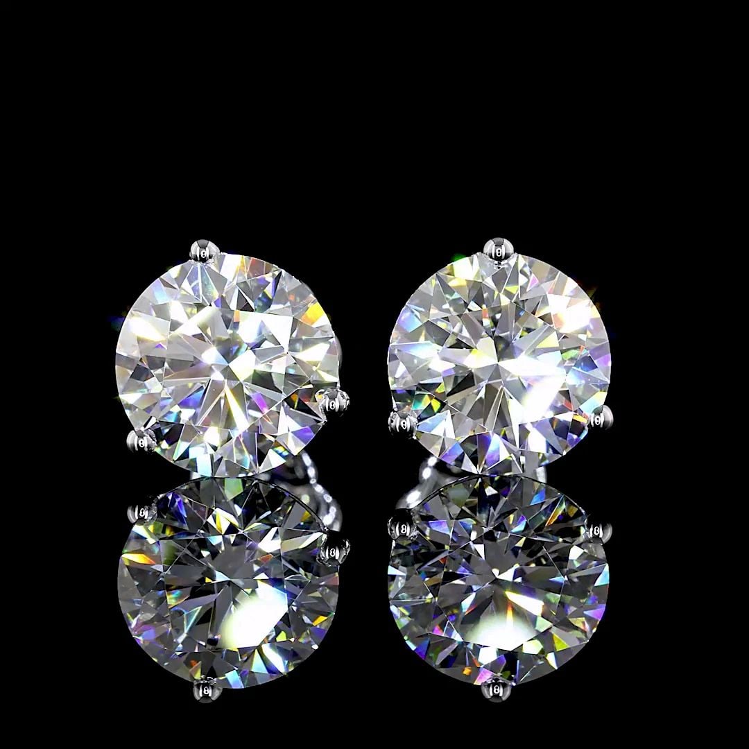 LAB-GROWN 5.16 CARAT ROUND K-VVS2 DIAMOND 14K WHITE GOLD MARTINI EARRINGS (1 of 2)