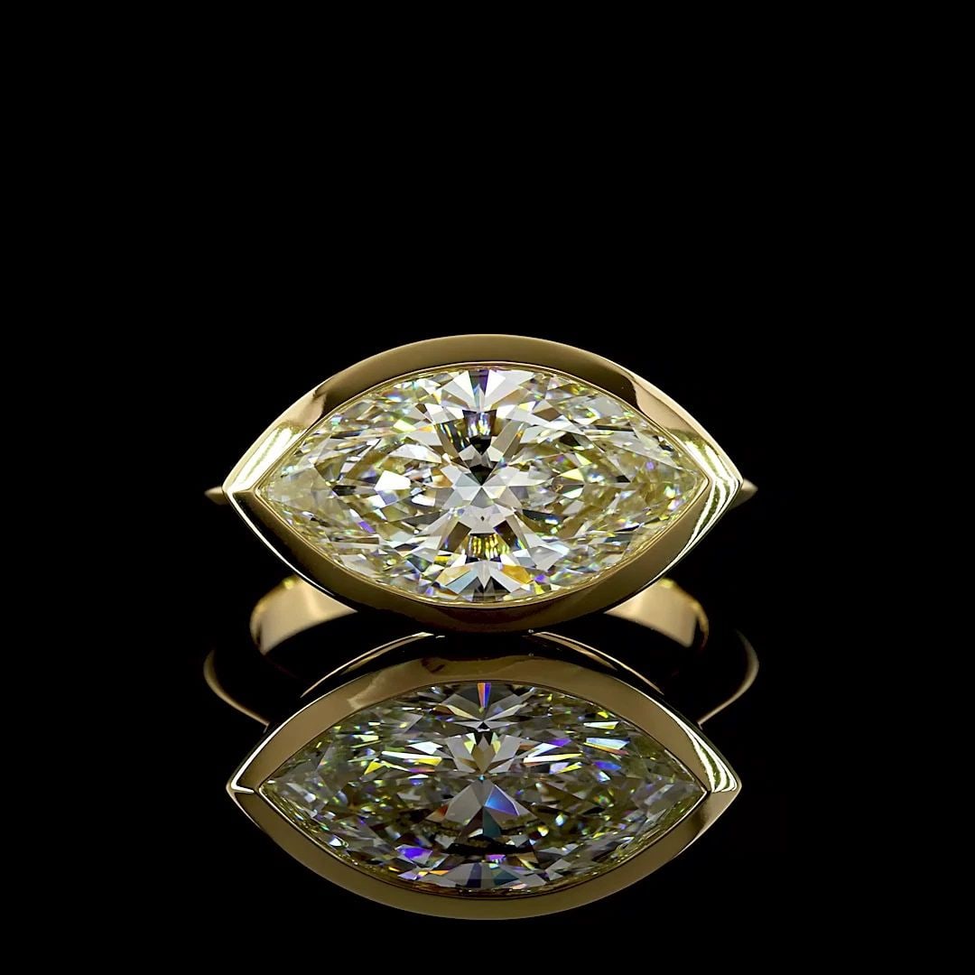 LAB-GROWN 2.54 CARAT MARQUISE E-VVS2 DIAMOND 14K YELLOW GOLD SOLITAIRE RING (1 of 2)