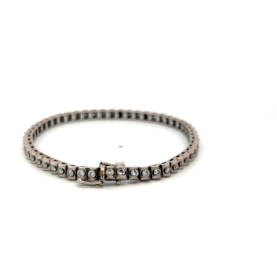 2.50CT DIAMOND 18K WHITE GOLD VINTAGE TENNIS BRACELET (1 of 2)
