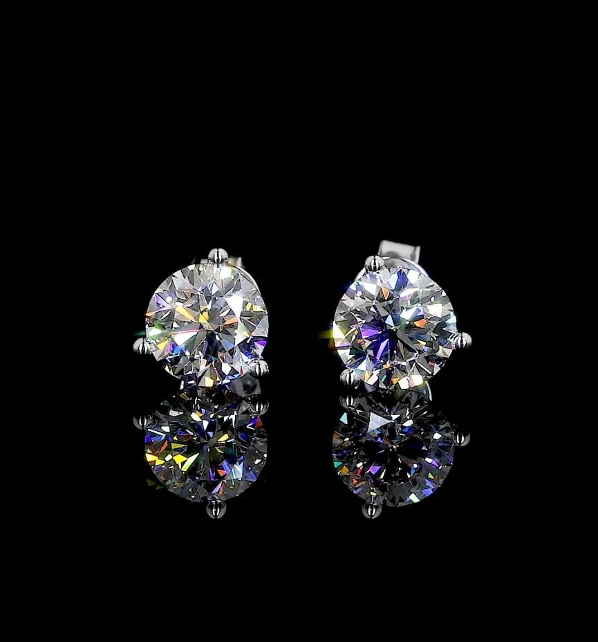 LAB-GROWN 5 CARAT ROUND E-VS1 DIAMOND 14K WHITE GOLD MARTINI EARRINGS: LAB-GROWN 5 CARAT ROUND E-VS1 DIAMOND 14K WHITE GOLD MARTINI EARRINGS Title: High-quality Brand-New Echo Friendly Elegant Lab-Grown 5 Carat Round E-VS1 Diamond 14K White Gold Martini Earrings Video Li