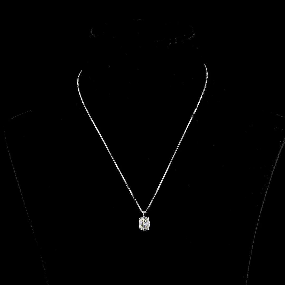 LAB-GROWN 2.57 CARAT ANTIQUE CUSHION H-VS1 DIAMOND 14K WHITE GOLD SOLITAIRE PEND (1 of 2)
