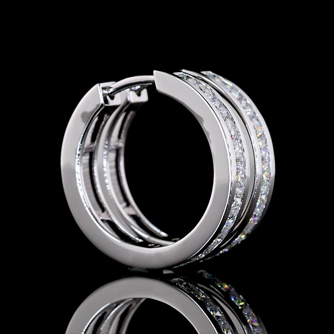 LAB-GROWN 1.01 CARAT ROUND F-VS1 DIAMOND 14K WHITE GOLD HUGGIES EARRINGS (1 of 2)