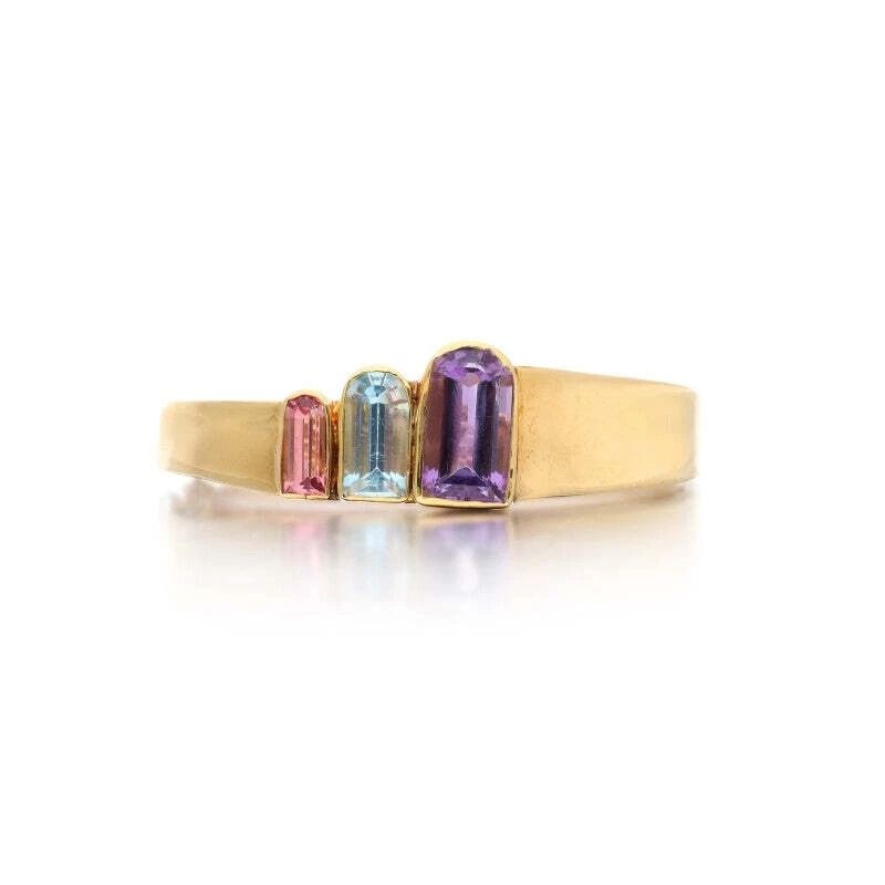 MULTI COLOR GEMSTONE 14K YELLOW GOLD GEMSTONE BRACELET (1 of 2)