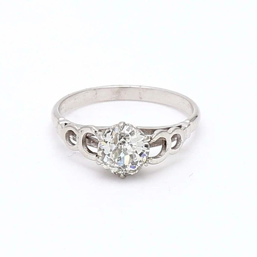 1.04 CARAT OLD EUROPEAN CUT SHAPE J-I2 DIAMOND 18K WG ENGAGEMENT RING (1 of 2)