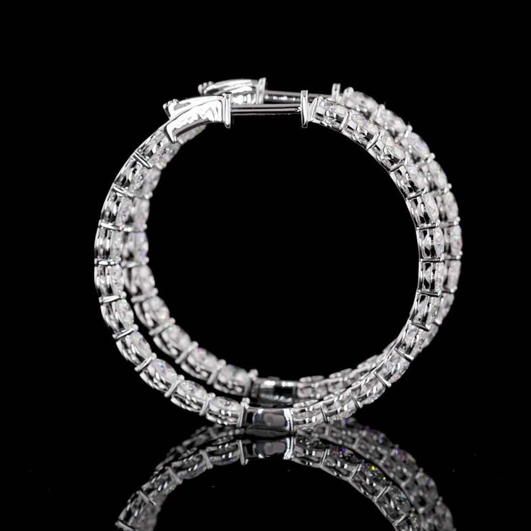 LAB-GROWN 5.35 CARAT ROUND F-VS2 DIAMOND 14K WHITE GOLD HOOPS EARRINGS: LAB-GROWN 5.35 CARAT ROUND F-VS2 DIAMOND 14K WHITE GOLD HOOPS EARRINGS Title: High-quality Brand-New Echo Friendly Elegant Lab-Grown 5.35 Carat Round F-VS2 Diamond 14K White Gold Hoops Earrings Video