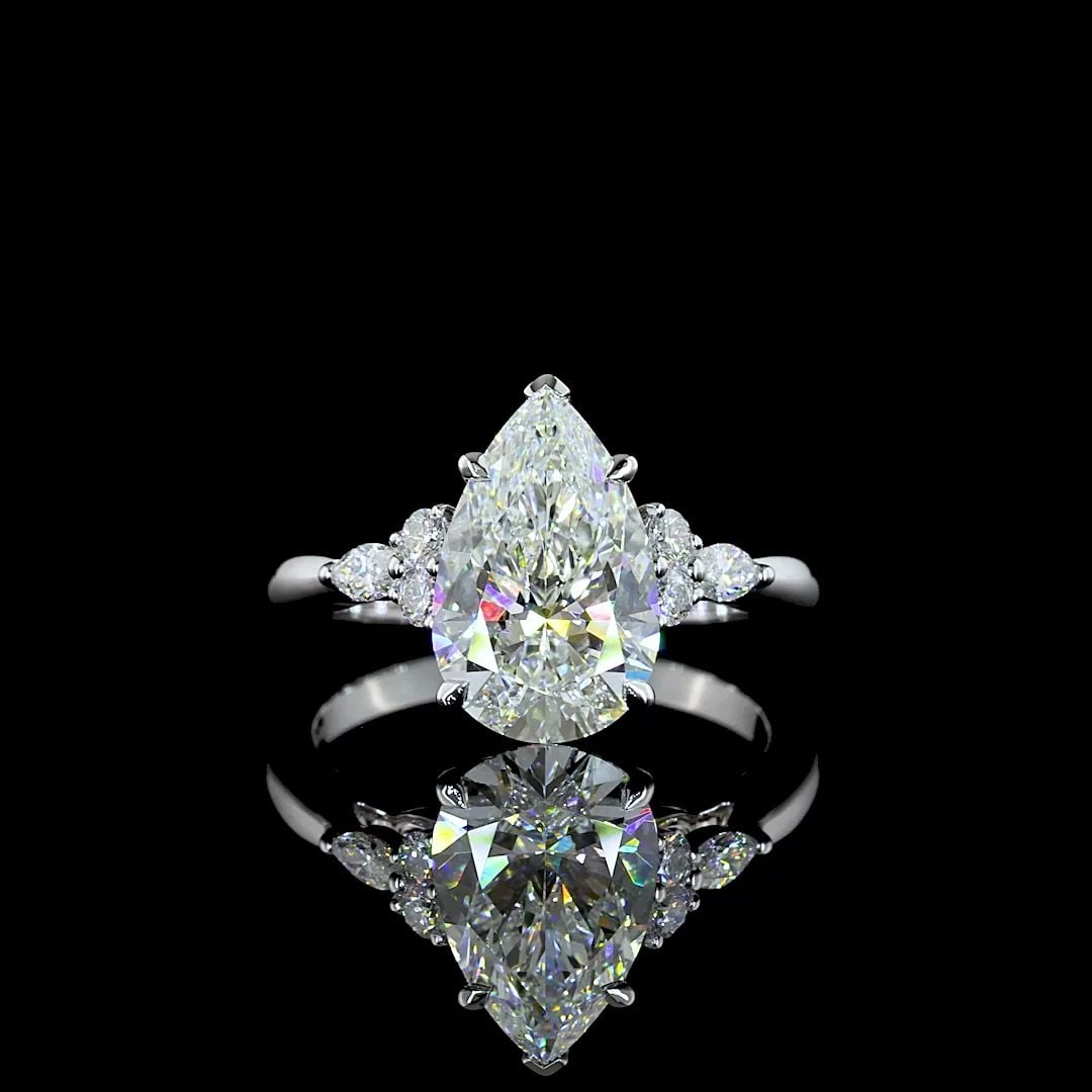 LAB-GROWN 2.97 CARAT MIX F-VVS2 DIAMOND 14K WHITE GOLD SPECIAL RING (1 of 2)