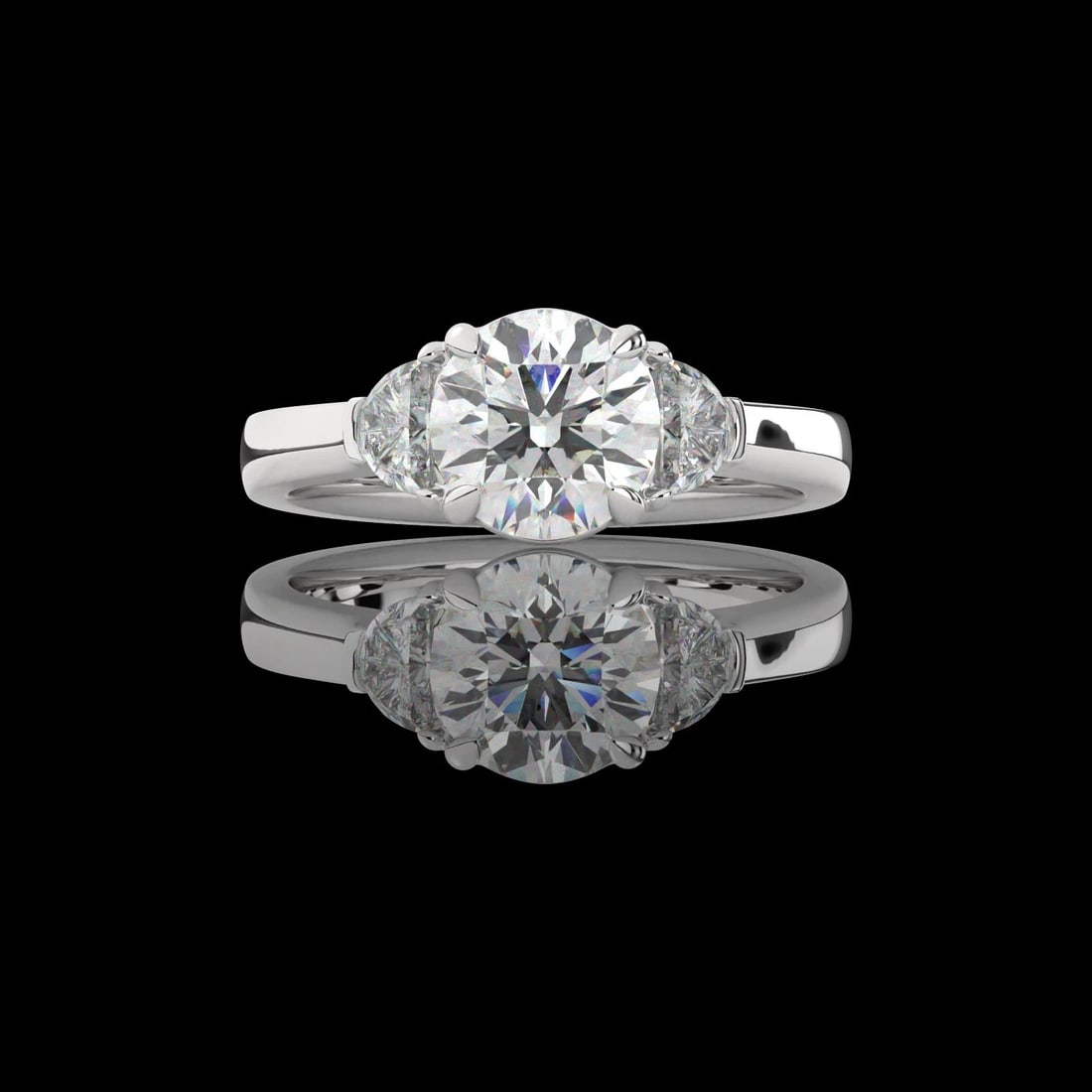 LAB-GROWN 2.39 CARAT ROUND E-VS1 DIAMOND PLATINUM 3 STONES RING (1 of 2)