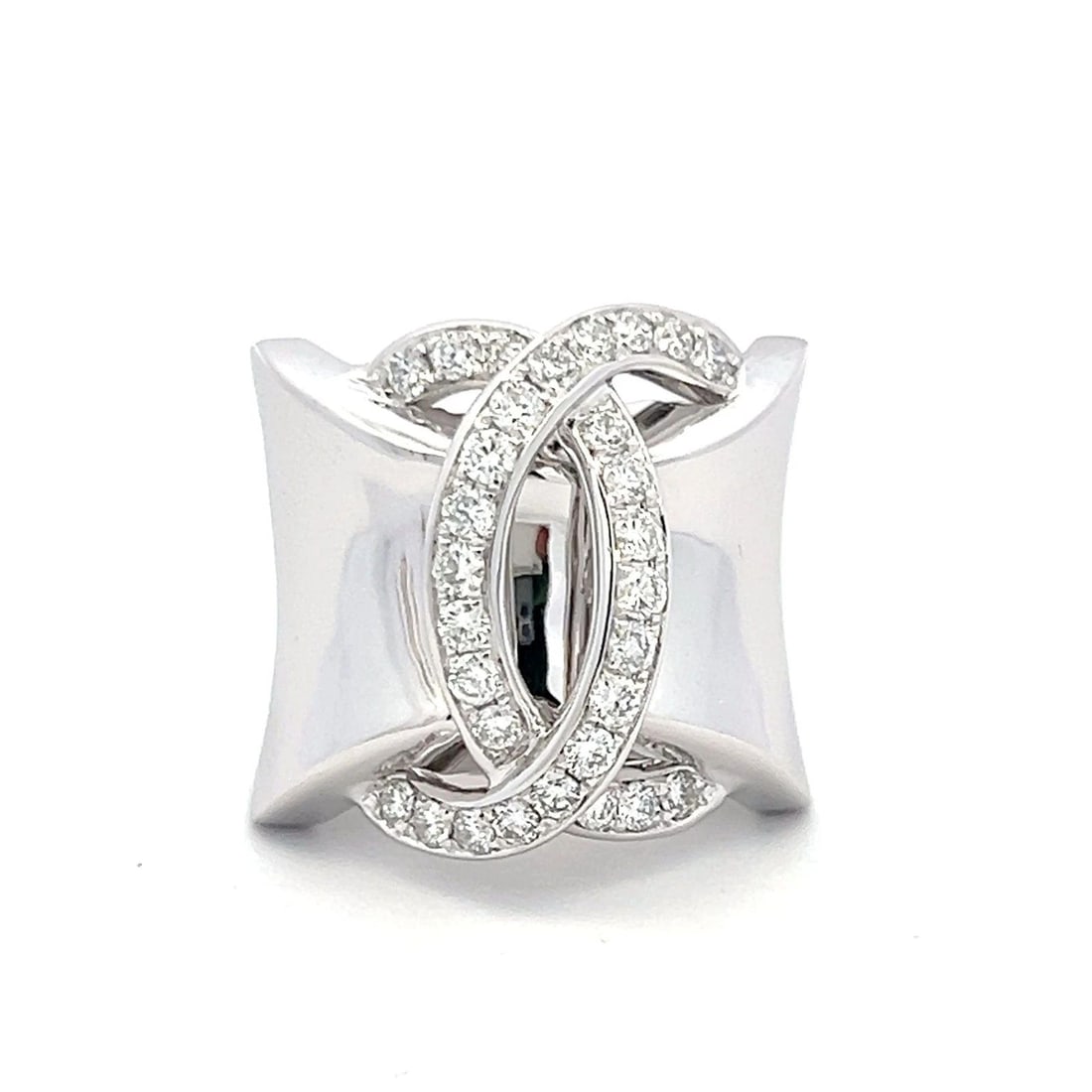 1.00 CARAT ROUND BRILLIANT H VS1 DIAMOND 18 KARAT WHITE GOLD COCKTAIL RING (1 of 2)