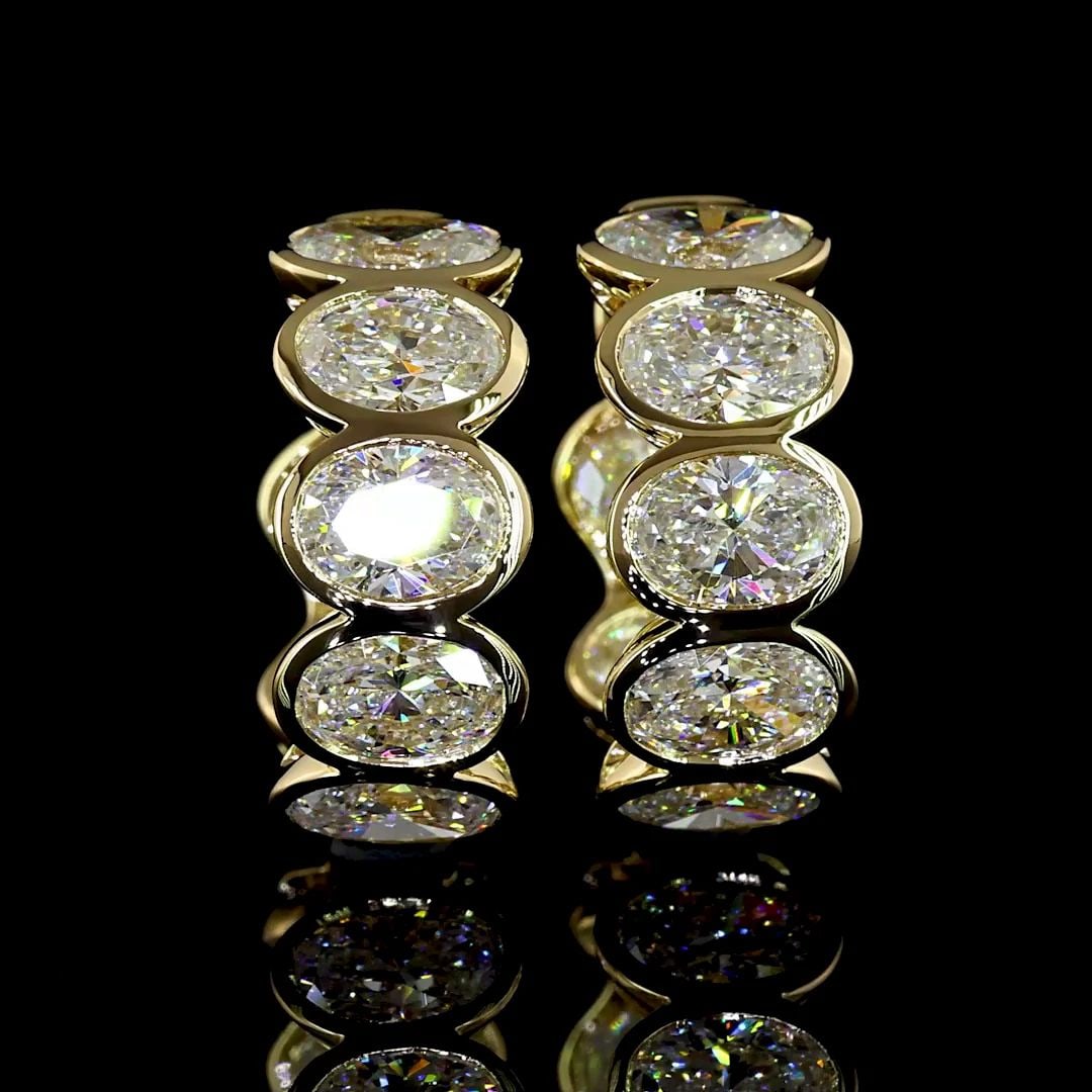 LAB-GROWN 3.6 CARAT OVAL E-VS DIAMOND 14K YELLOW GOLD HUGGIES EARRINGS (1 of 2)