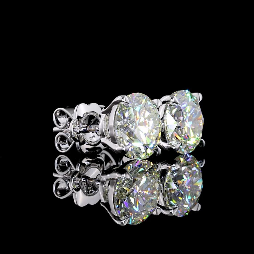 LAB-GROWN 4.7 CARAT ROUND J-VS1 DIAMOND 14K WHITE GOLD STUDS EARRINGS (1 of 2)