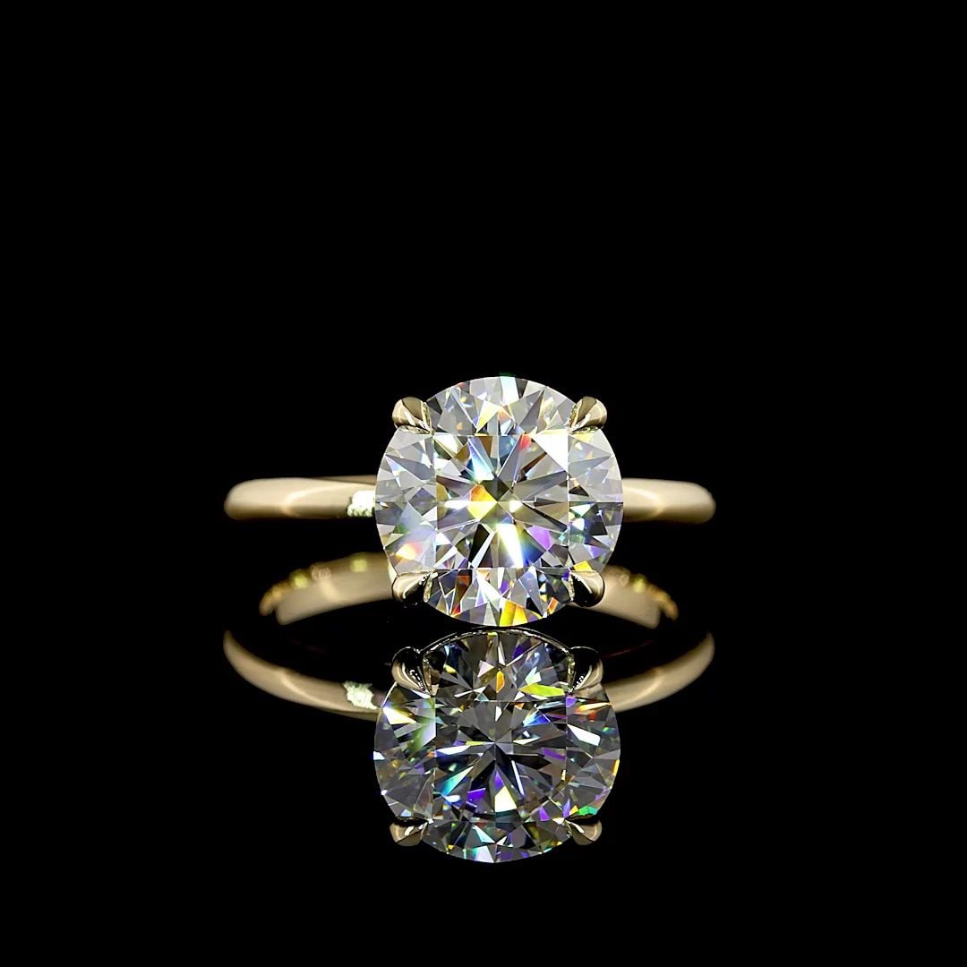 LAB-GROWN 3.1 CARAT ROUND - DIAMOND 14K YELLOW GOLD SOLITAIRE RING (1 of 2)