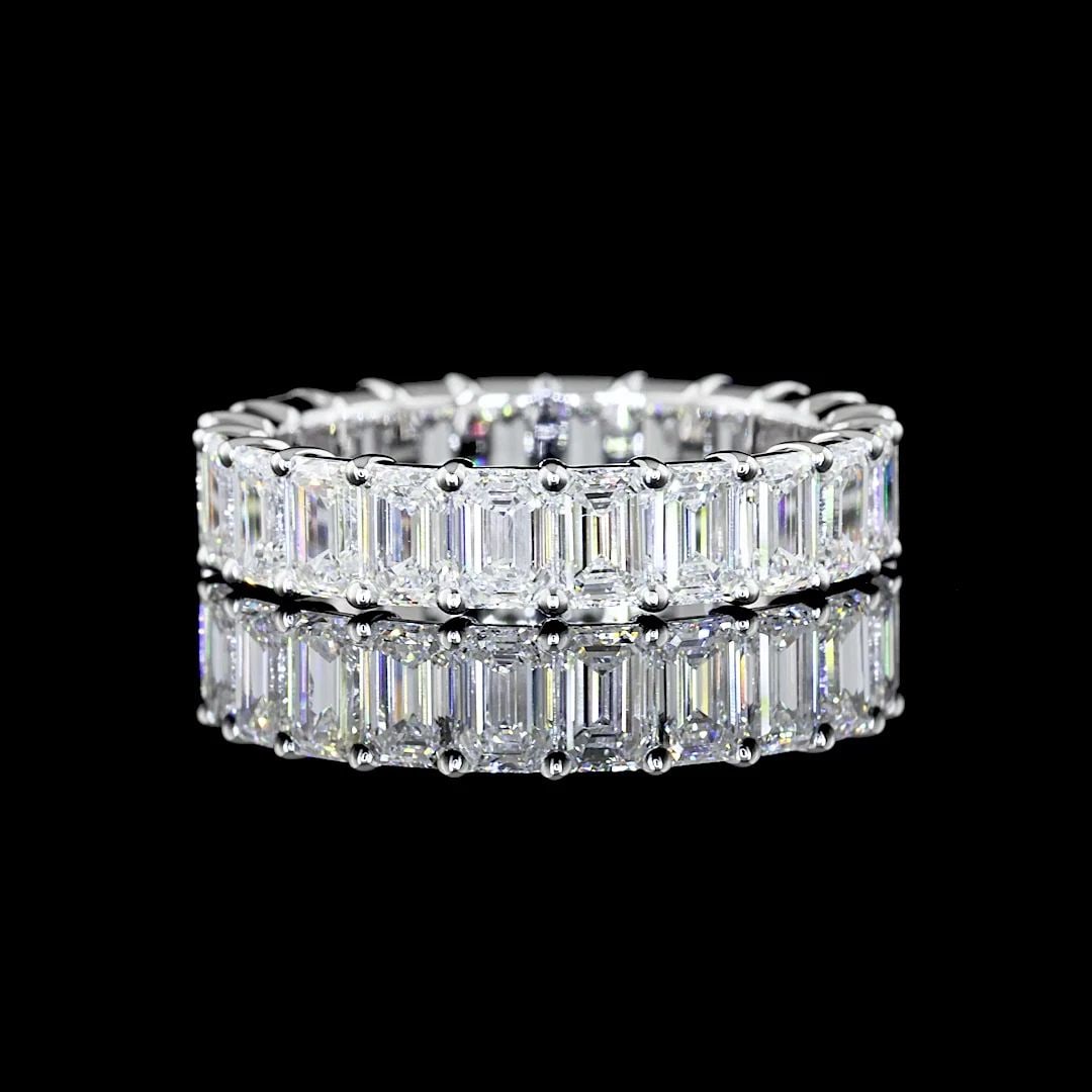 LAB-GROWN 3.99 CARAT EMERALD F-VS1 DIAMOND 14K WHITE GOLD ETERNITY BAND ETERNITY (1 of 2)