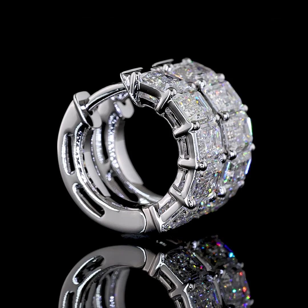 LAB-GROWN 3.25 CARAT EMERALD E-VS DIAMOND 14K WHITE GOLD HUGGIES EARRINGS (1 of 2)