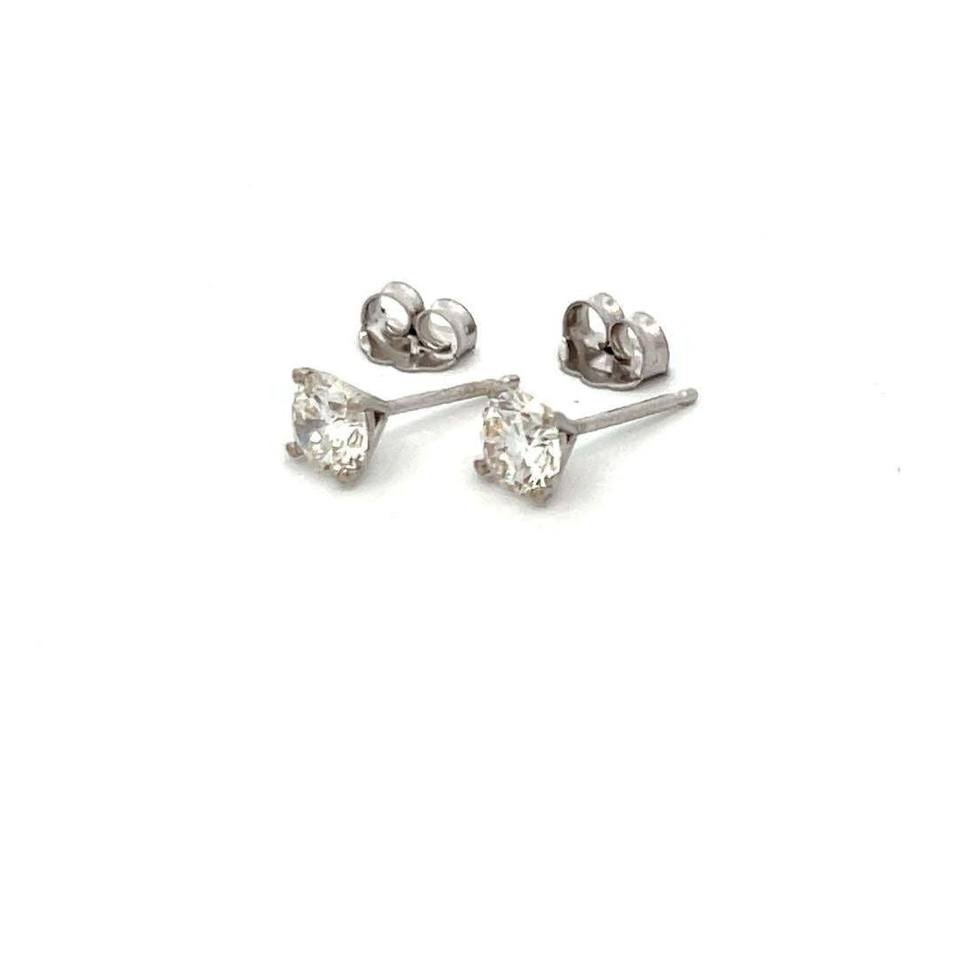 1.00 CARAT ROUND BRILLIANT I VS1 DIAMOND 14K WHITE GOLD STUD EARRINGS (1 of 2)