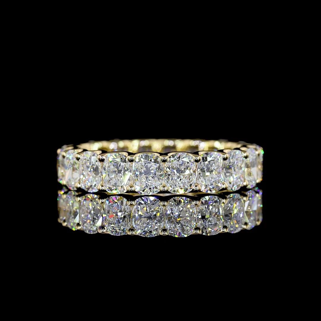 LAB-GROWN 4.46 CARAT CUSHION BRILLIANT E-VS DIAMOND 14K YELLOW GOLD ETERNITY BAN (1 of 2)