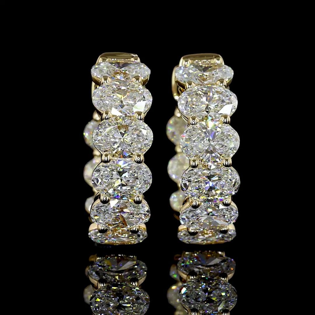 LAB-GROWN 3.5 CARAT OVAL E-VS DIAMOND 14K YELLOW GOLD HUGGIES EARRINGS (1 of 2)