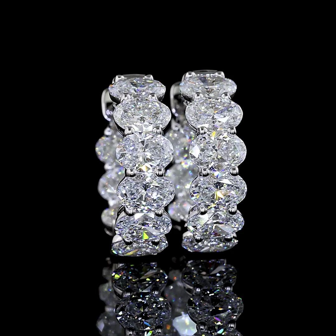 LAB-GROWN 3.55 CARAT OVAL E-VS DIAMOND 14K WHITE GOLD HUGGIES EARRINGS (1 of 2)