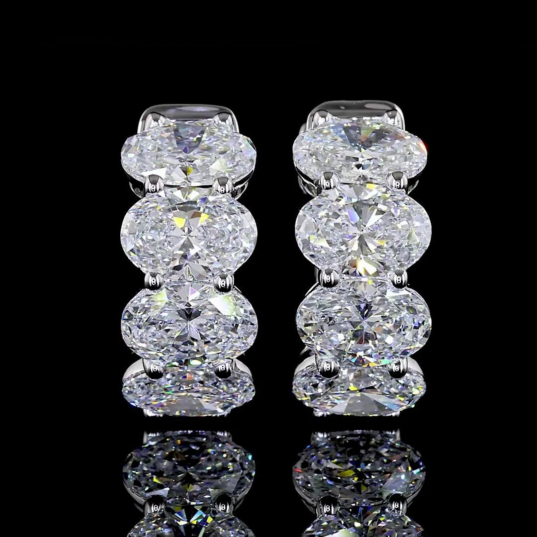 LAB-GROWN 3.57 CARAT OVAL - DIAMOND 14K WHITE GOLD HUGGIES EARRINGS (1 of 2)