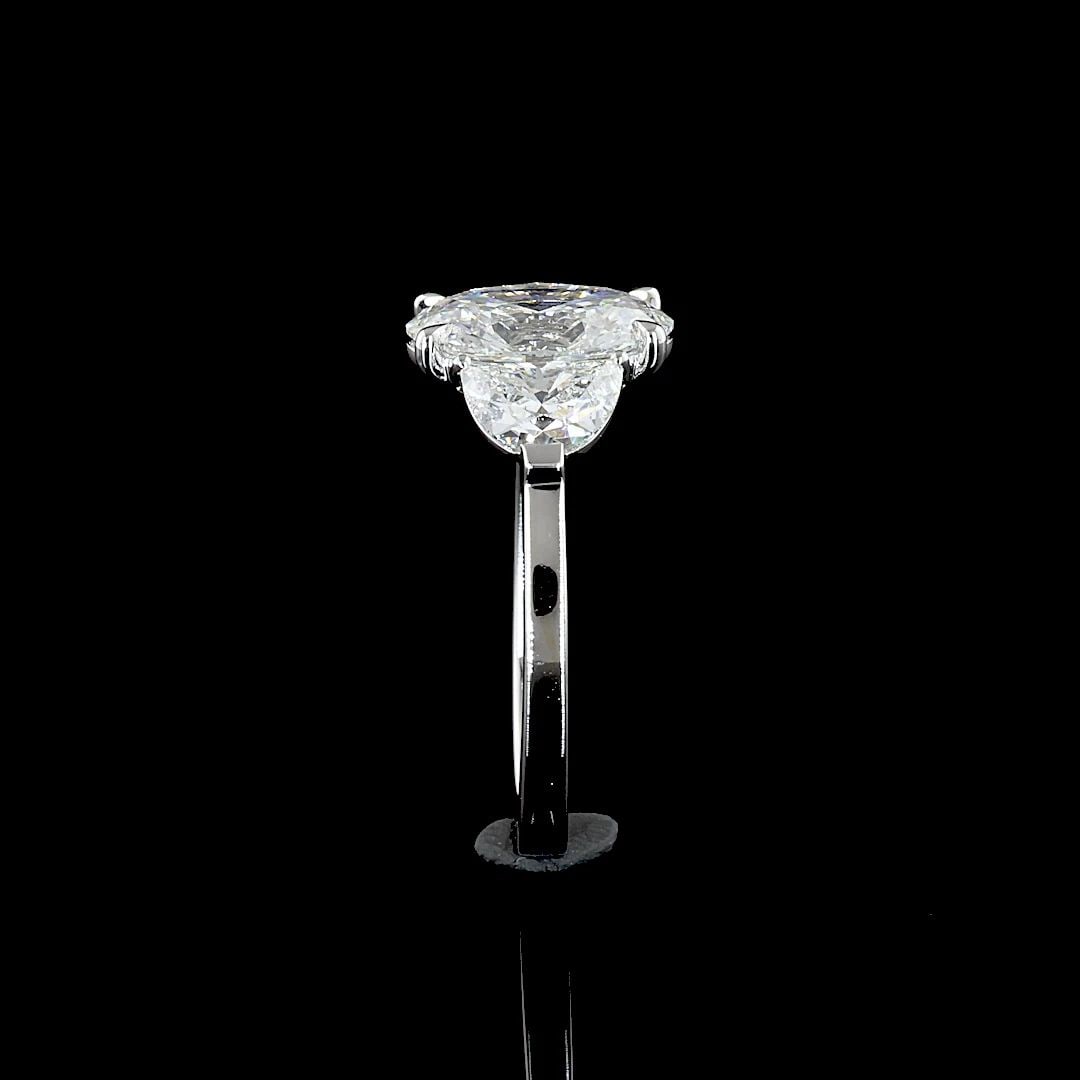 LAB-GROWN 2.94 CARAT OVAL E-VS1 DIAMOND 14K WHITE GOLD 3 STONES RING (1 of 2)