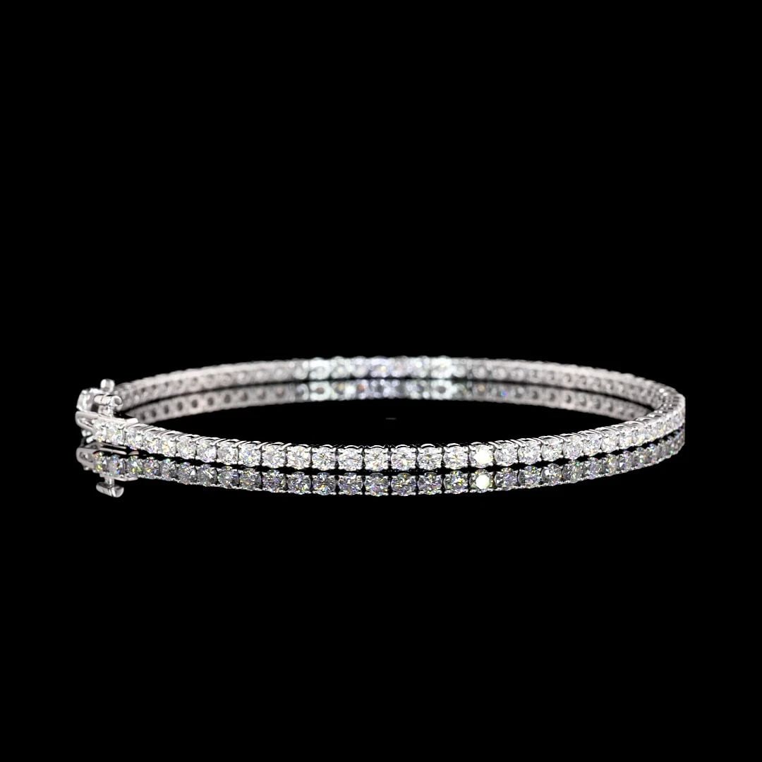 LAB-GROWN 3.13 CARAT ROUND E-VS1 DIAMOND 14K WG TENNIS BRACELET (1 of 2)