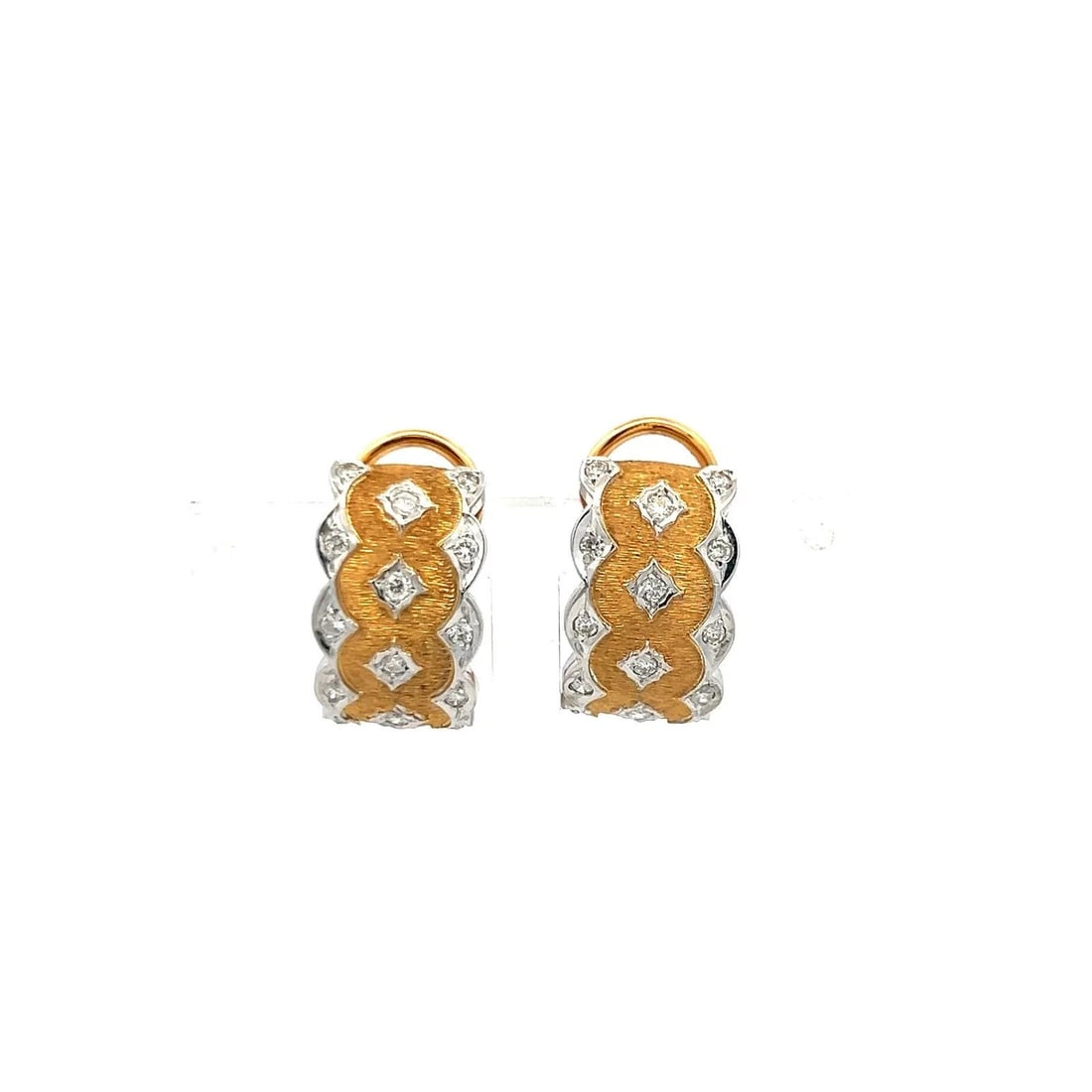 0.60 CARAT G VS DIAMOND 18K TWO-TONE GOLD VINTAGE WIDE HOOP EARRINGS (1 of 2)