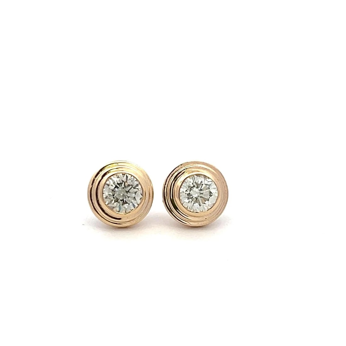 1.17 CARAT ROUND BRILLIANT K VS DIAMOND 18K YELLOW GOLD STUD EARRINGS (1 of 2)