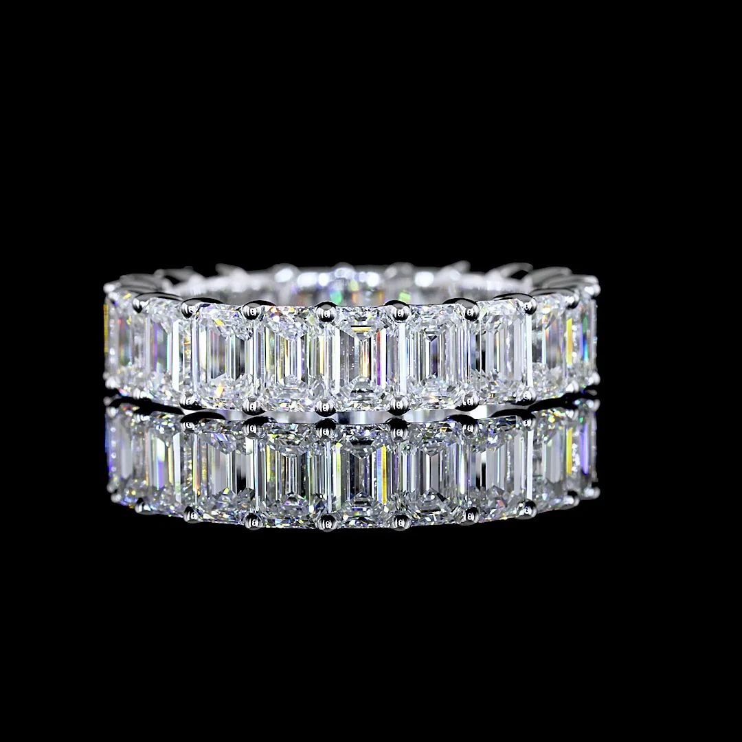 LAB-GROWN 4.54 CARAT EMERALD E-VS DIAMOND 14K WHITE GOLD ETERNITY BAND ETERNITY: LAB-GROWN 4.54 CARAT EMERALD E-VS DIAMOND 14K WHITE GOLD ETERNITY BAND ETERNITY Title: High-quality Brand-New Echo Friendly Elegant Lab-Grown 4.54 Carat Emerald E-VS Diamond 14K White Gold Eternity Ba