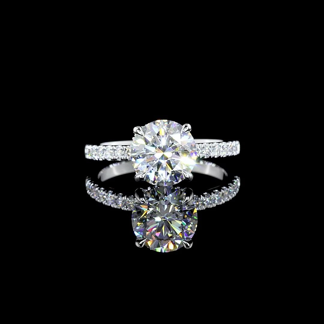 LAB-GROWN 2.34 CARAT ROUND D-VVS2 DIAMOND 14K WHITE GOLD HIDDEN HALO RING (1 of 2)