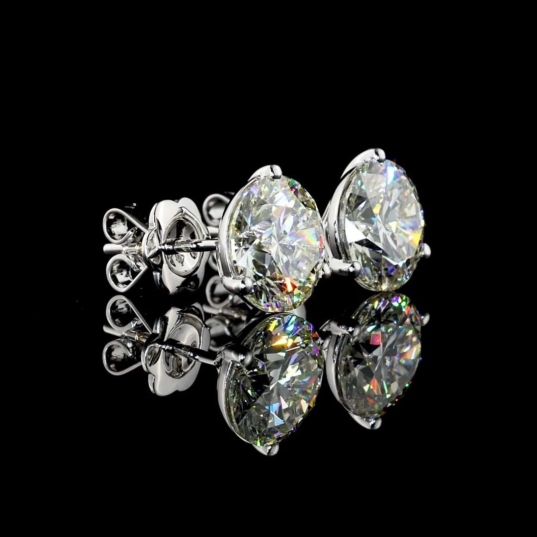 LAB-GROWN 4.34 CARAT ROUND K-VVS2 DIAMOND 14K WHITE GOLD MARTINI EARRINGS (1 of 2)