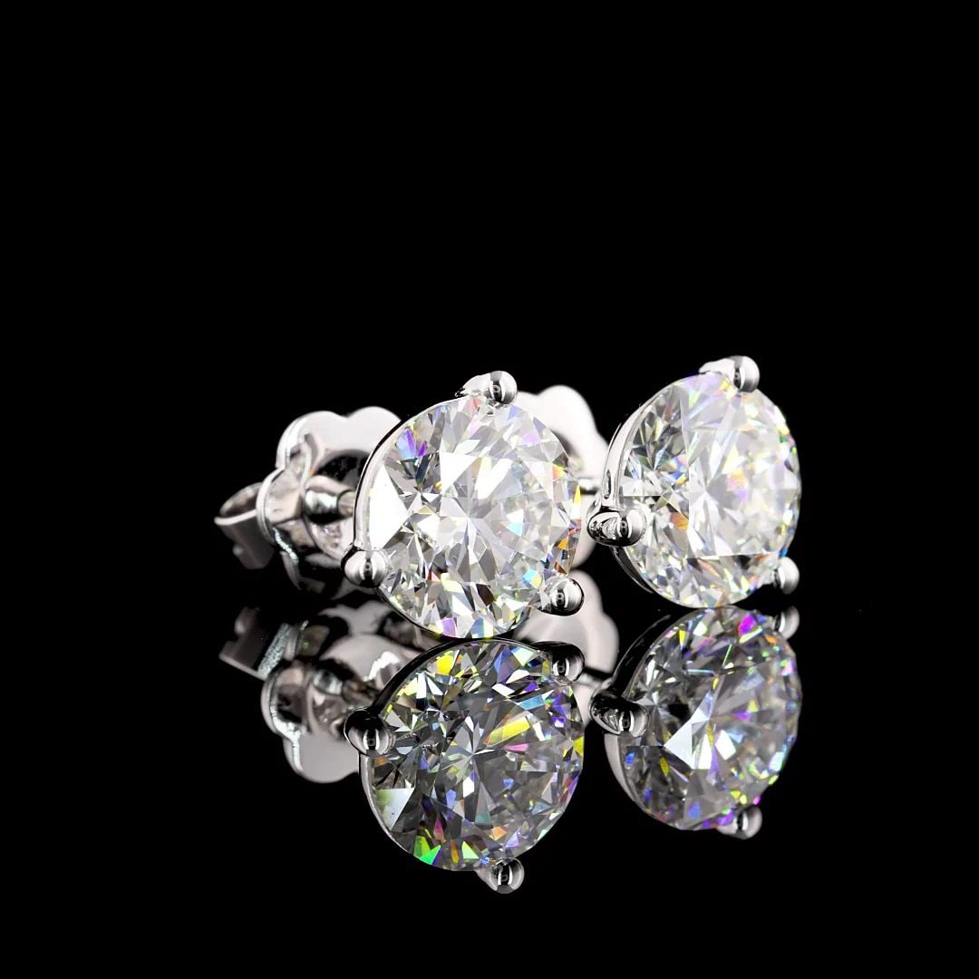 LAB-GROWN 4.09 CARAT ROUND H- DIAMOND 14K WHITE GOLD MARTINI EARRINGS (1 of 2)