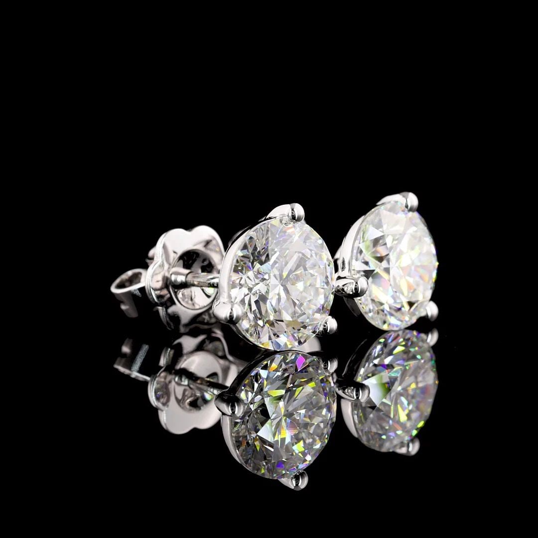 LAB-GROWN 4.11 CARAT ROUND E-VS1 DIAMOND 14K WHITE GOLD MARTINI EARRINGS (1 of 2)