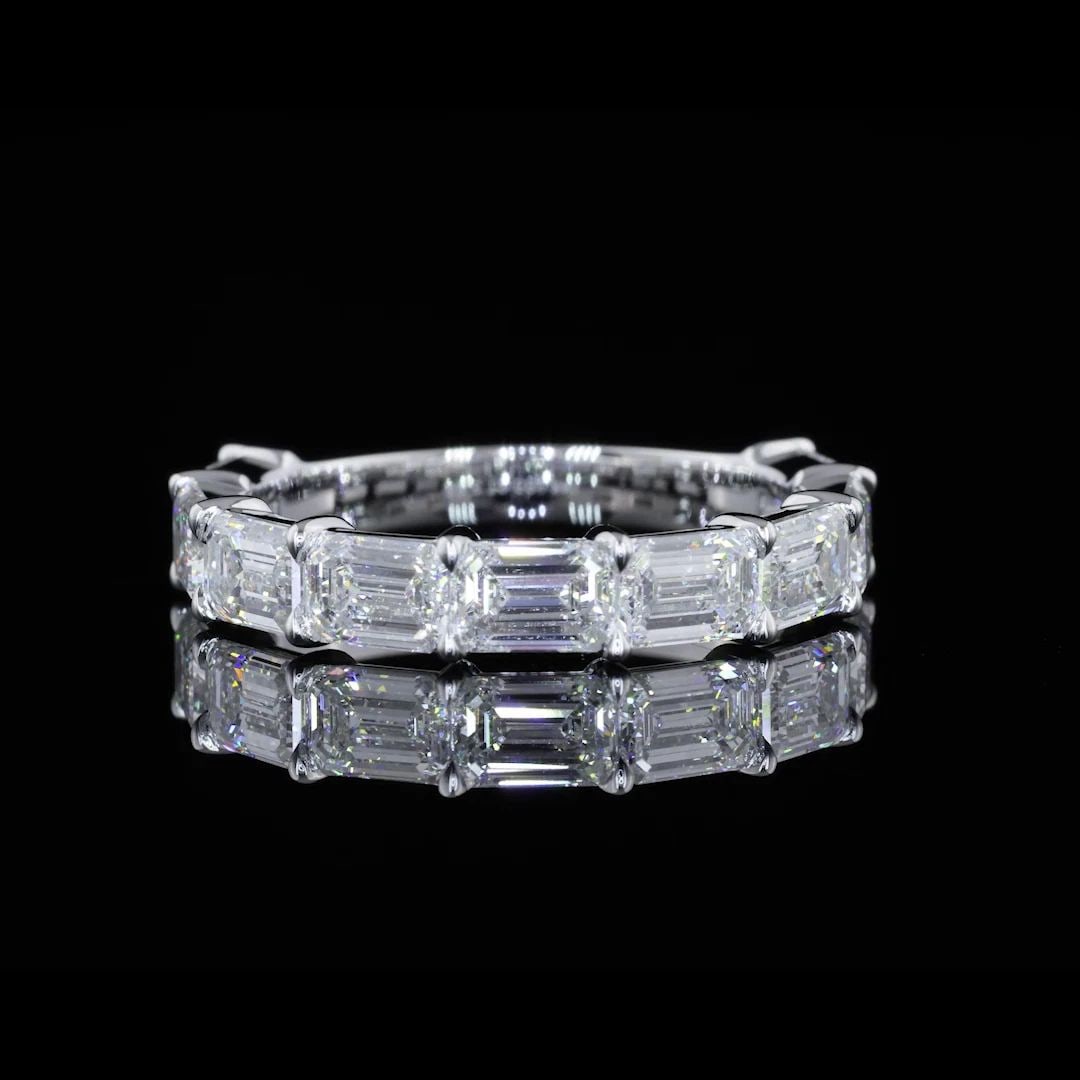 LAB-GROWN 3.08 CARAT EMERALD F-VVS2 DIAMOND 14K WHITE GOLD HALF ETERNITY ETERNIT: LAB-GROWN 3.08 CARAT EMERALD F-VVS2 DIAMOND 14K WHITE GOLD HALF ETERNITY ETERNIT Title: High-quality Brand-New Echo Friendly Elegant Lab-Grown 3.08 Carat Emerald F-VVS2 Diamond 14K White Gold Half Ete