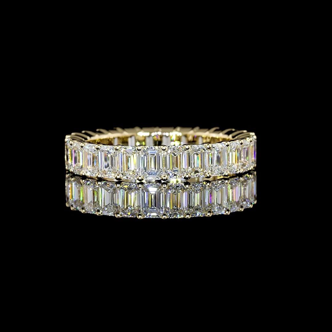 LAB-GROWN 2.95 CARAT EMERALD E-VS DIAMOND 14K YELLOW GOLD ETERNITY BAND ETERNITY (1 of 2)