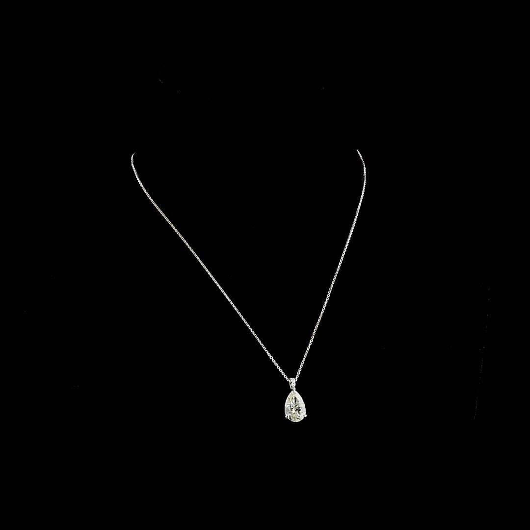 LAB-GROWN 3.4 CARAT PEAR I-VS1 DIAMOND 14K WHITE GOLD PENDANT NECKLACE (1 of 2)