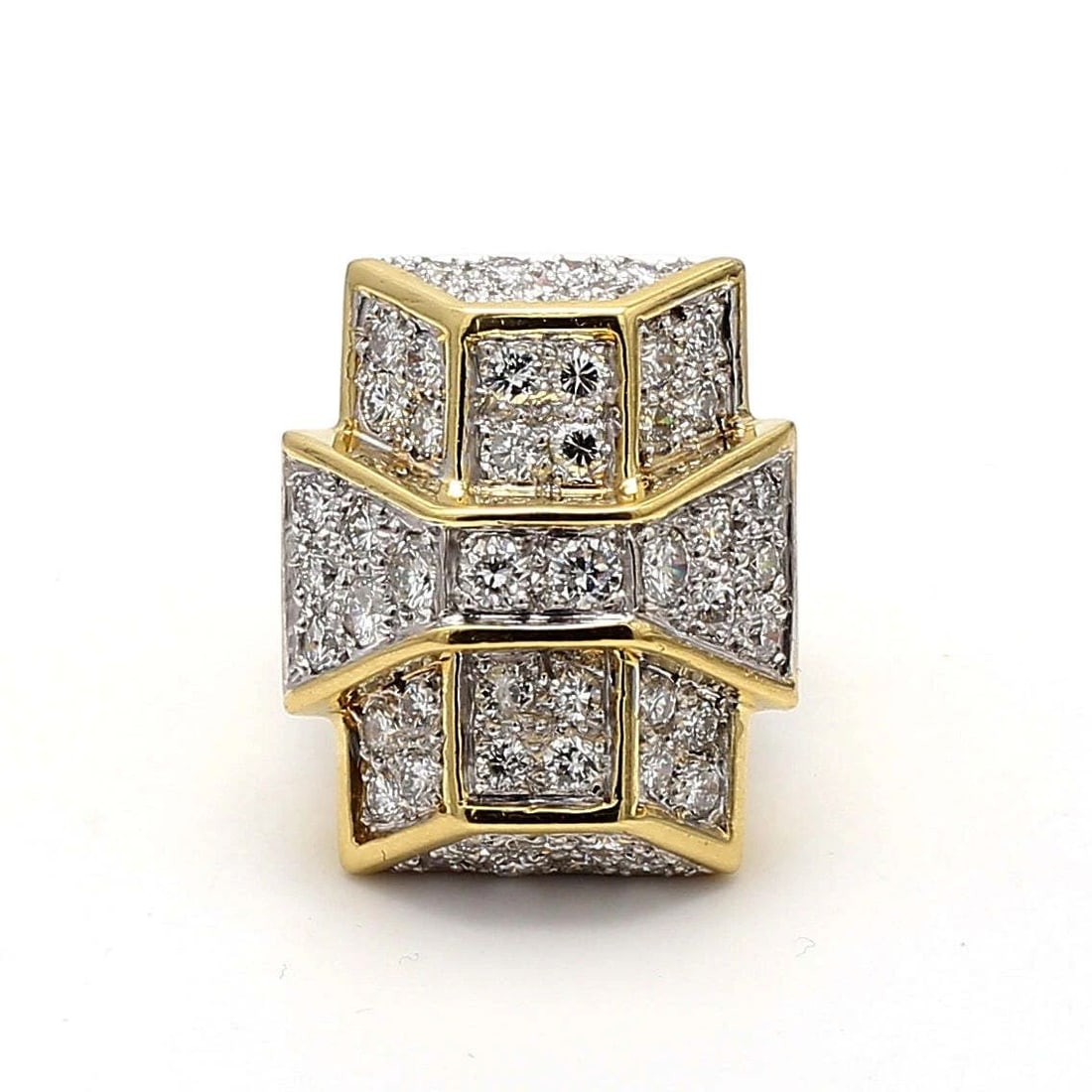 2.32 CARAT ROUND BRILLIANT H SI2 DIAMOND 18K YELLOW GOLD COCKTAIL RING (1 of 2)