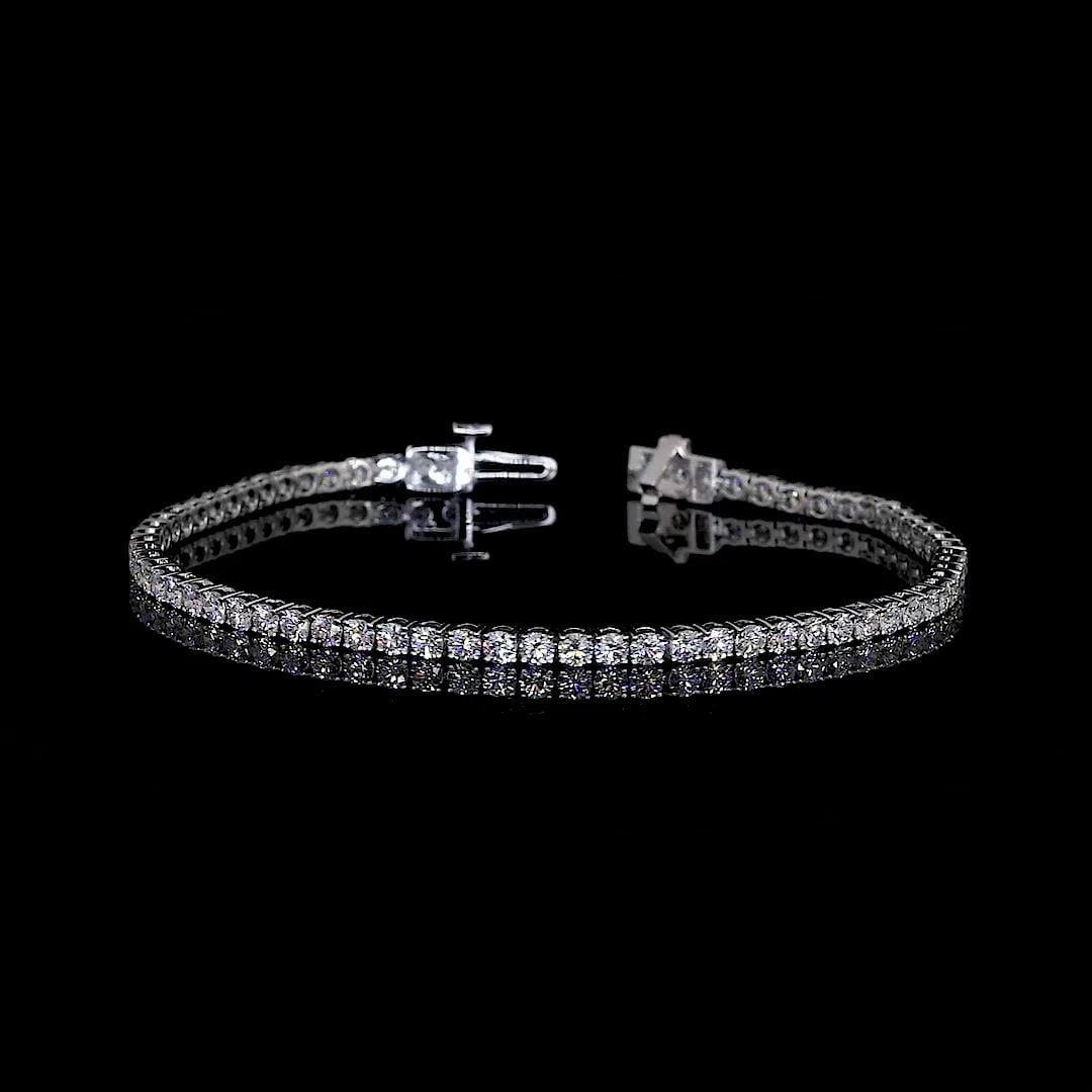LAB-GROWN 3.48 CARAT ROUND E-VS1 DIAMOND 14K WG TENNIS BRACELET (1 of 2)