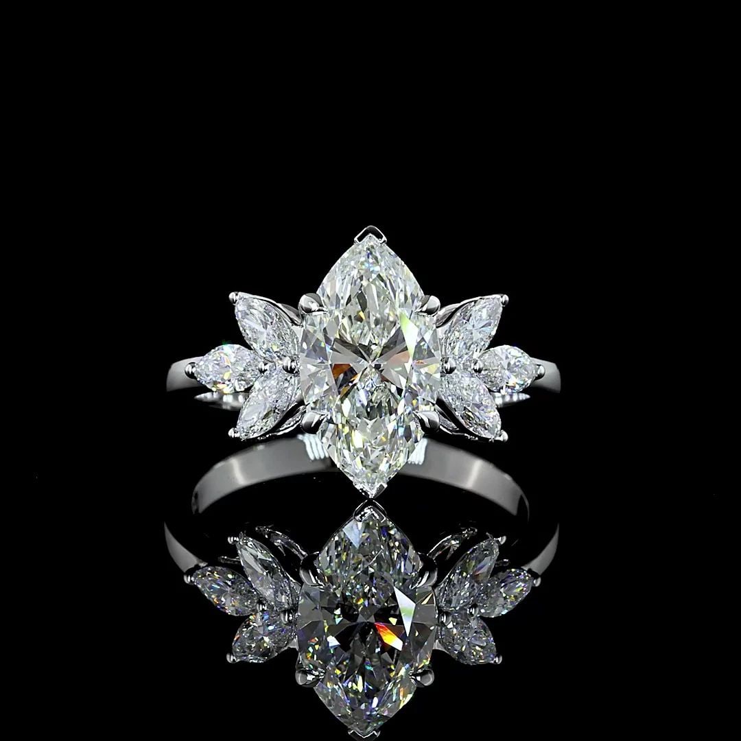 LAB-GROWN 2.66 CARAT MARQUISE D-VVS2 DIAMOND 14K WHITE GOLD SPECIAL RING: LAB-GROWN 2.66 CARAT MARQUISE D-VVS2 DIAMOND 14K WHITE GOLD SPECIAL RING Title: High-quality Brand-New Echo Friendly Elegant Lab-Grown 2.66 Carat Marquise D-VVS2 Diamond 14K White Gold Special Ring Vi