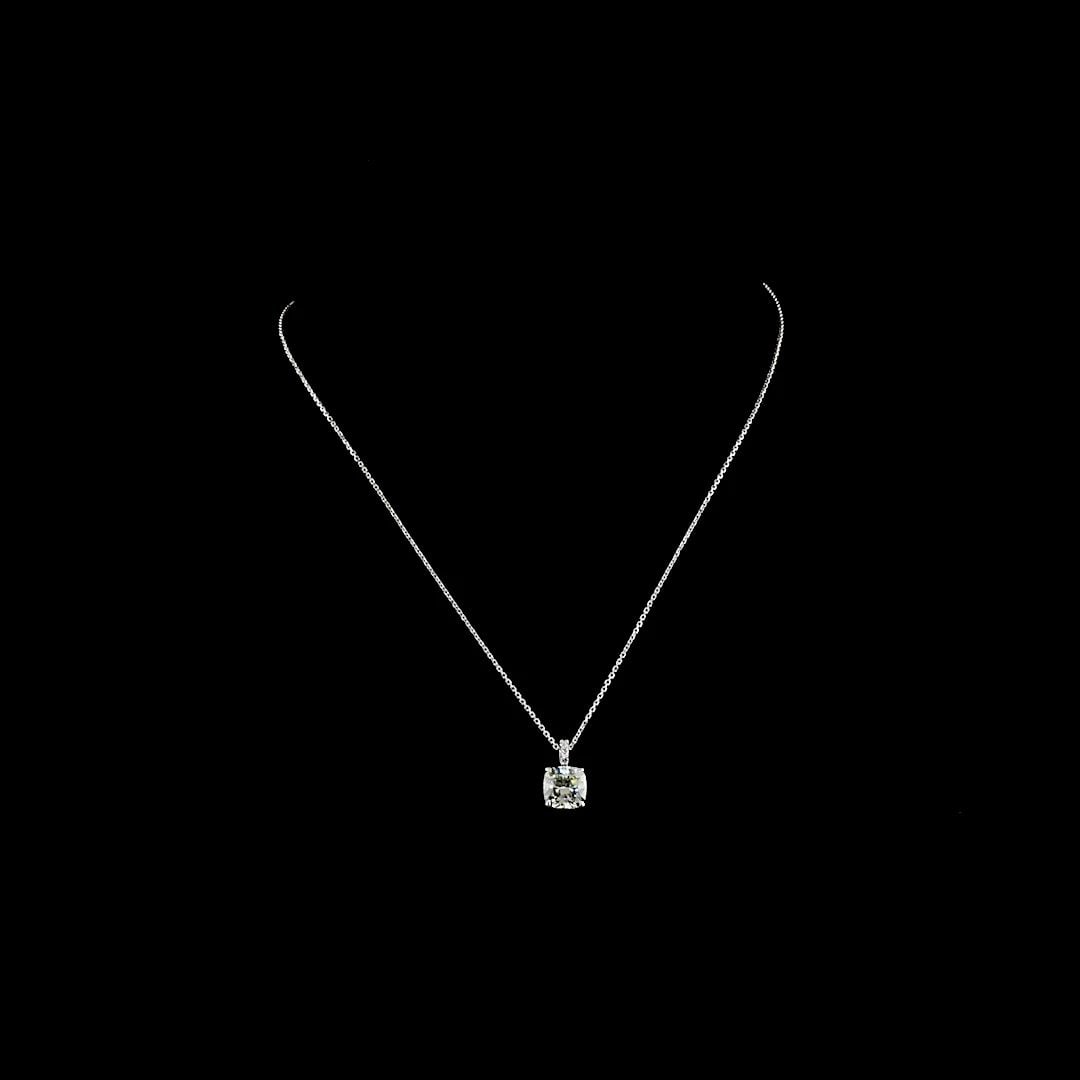 LAB-GROWN 2.97 CARAT CUSHION BRILLIANT J-VVS2 DIAMOND 14K WHITE GOLD PENDANT PEN: LAB-GROWN 2.97 CARAT CUSHION BRILLIANT J-VVS2 DIAMOND 14K WHITE GOLD PENDANT PEN Title: High-quality Brand-New Echo Friendly Elegant Lab-Grown 2.97 Carat Cushion Brilliant J-VVS2 Diamond 14K White Gol